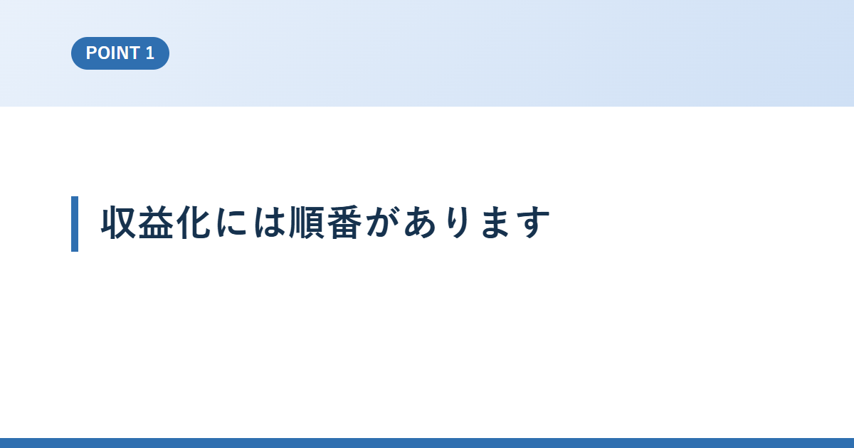 収益化には順番があります
