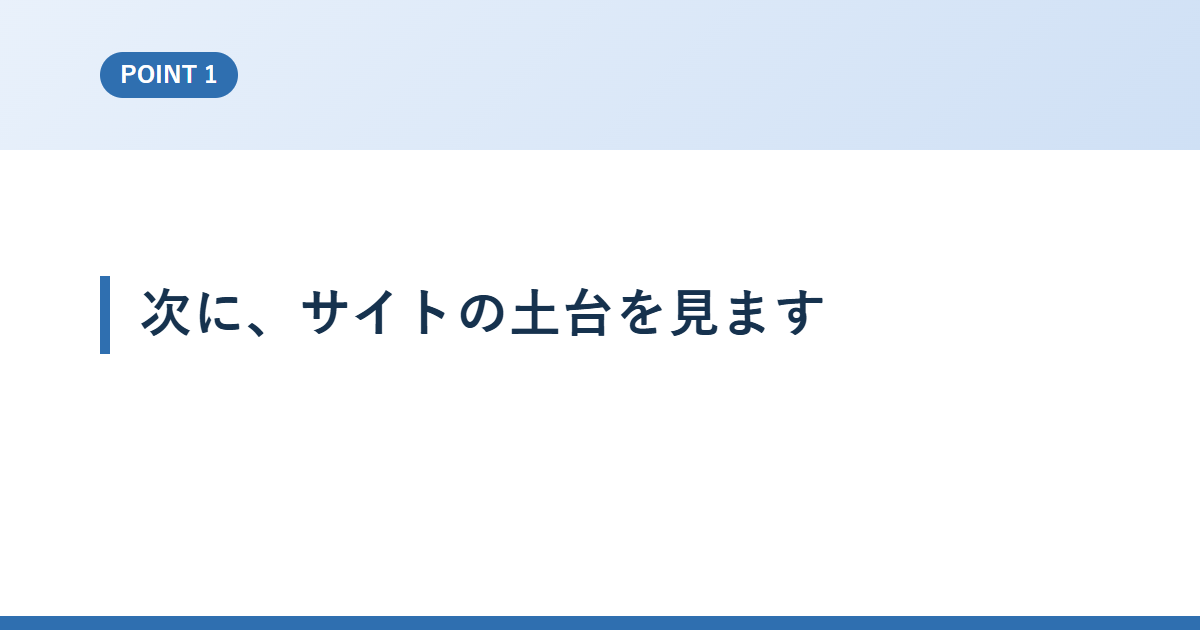 次に、サイトの土台を見ます